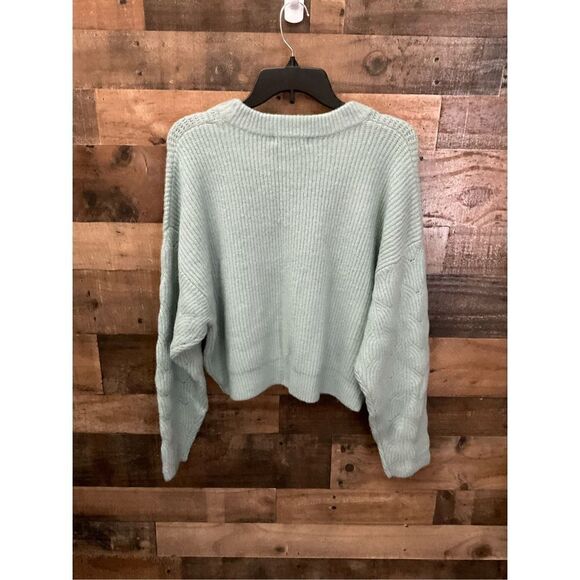 Elodie Sweater Pullover Crew Neck Chunky Knit Green Light Green Women Size XL - Picture 9 of 10